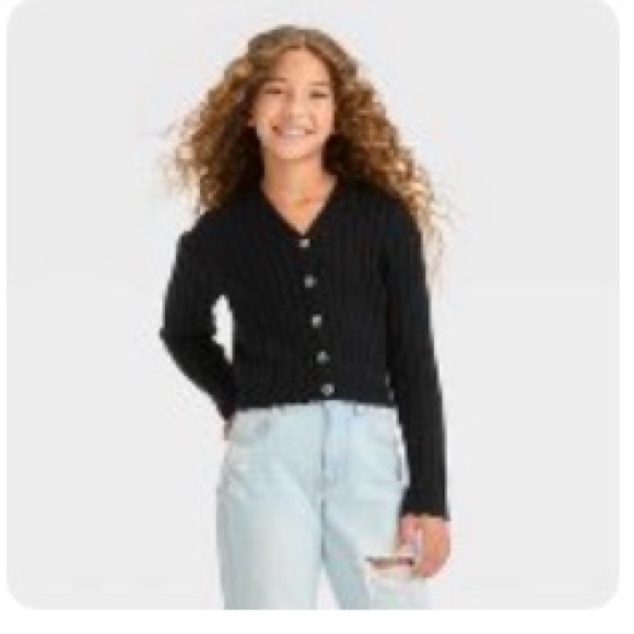 Black Ribbed Button-Up Sweater - Picture 3 of 5